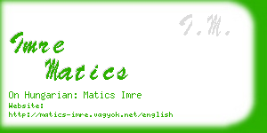 imre matics business card